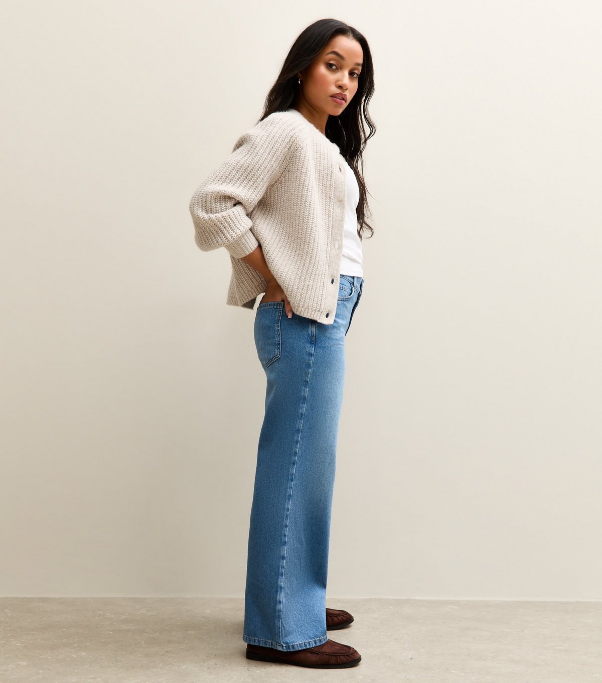 New Look Women's Petite Light Blue Elasticated Back Wide Leg Jeans New Look - 3