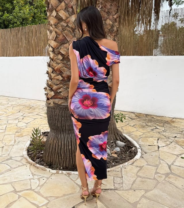 AX Paris Women's Black Floral Off The Shoulder Midi Dress AX Paris New Look - 3