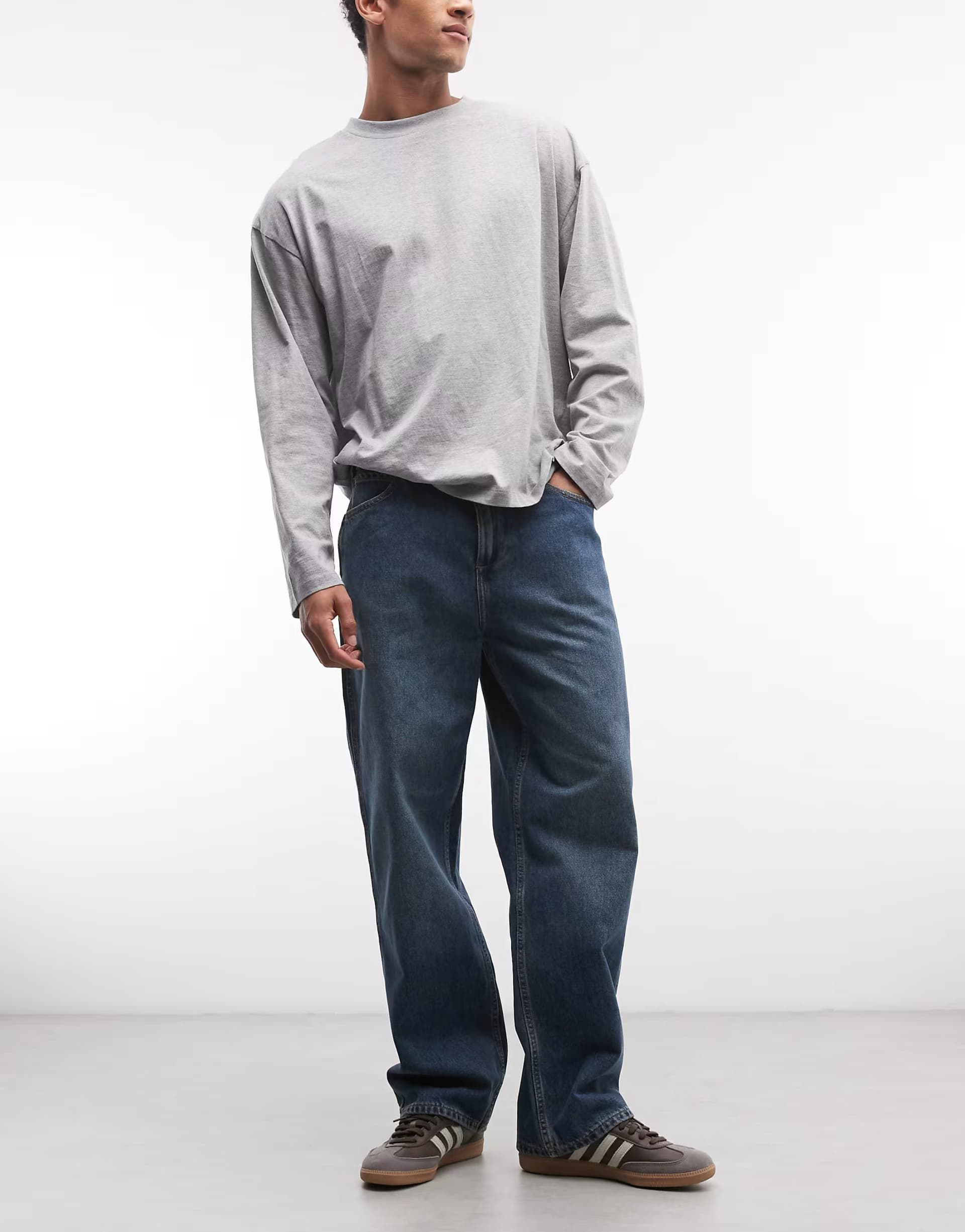 ASOS Timberland Back embroidered tree logo denim pant in mid indigo