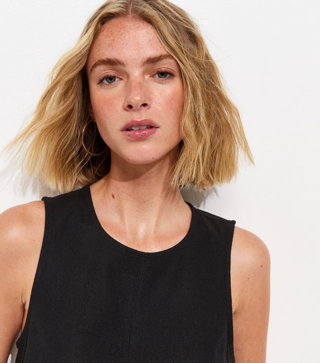 New Look Women's Black Linen Blend Sleeveless Top New Look - 3