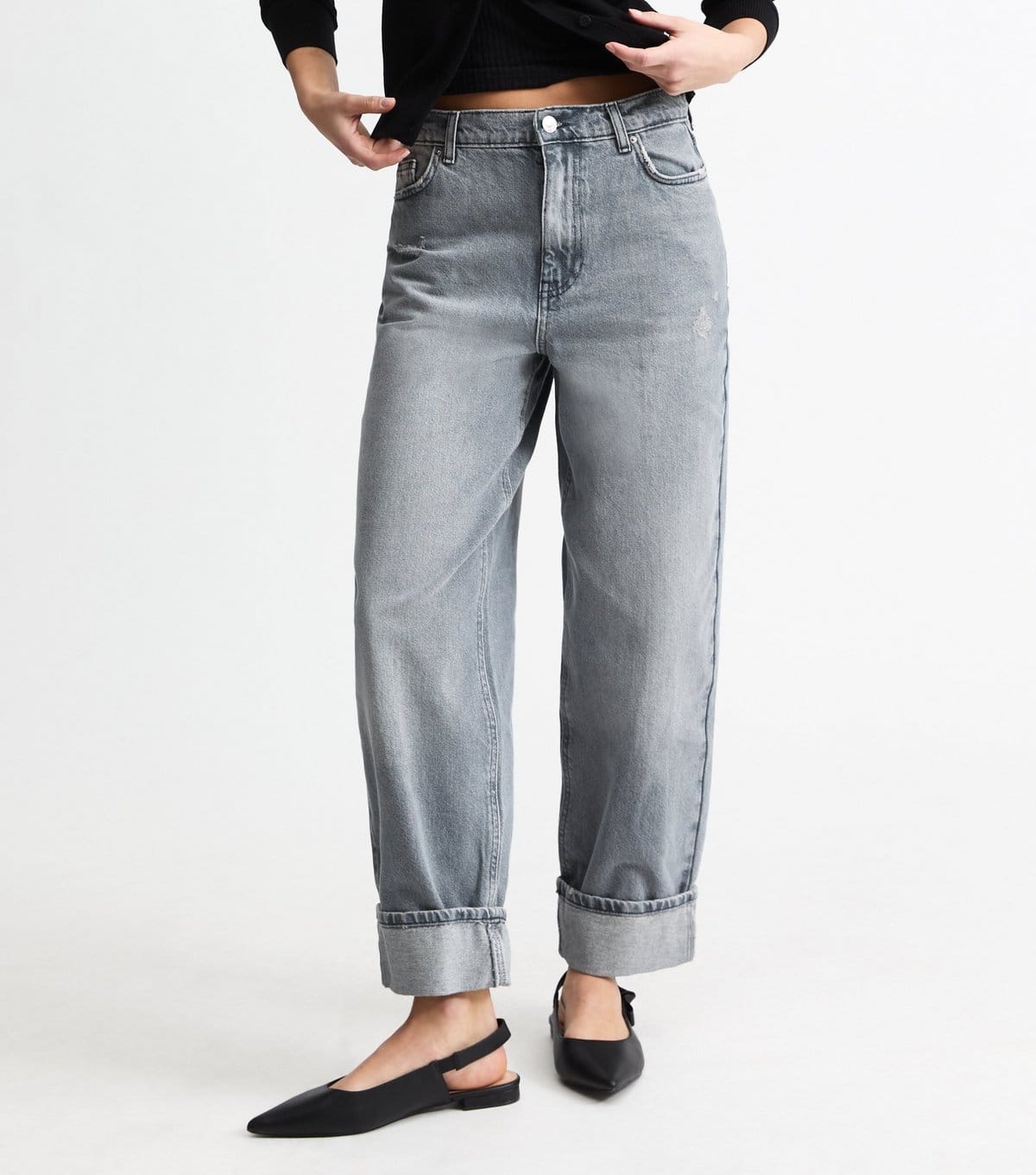 New Look Women's Grey Relaxed Turn Up Jeans New Look - 4