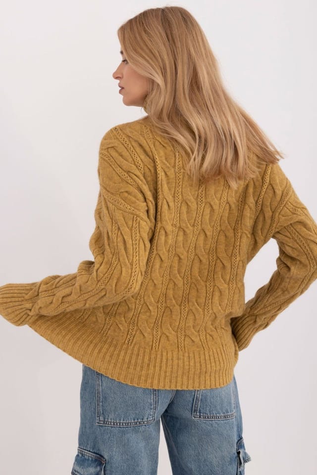 Love Lace Love Lace Women's Turtleneck Sweater Long Sleeve Acrylic Mix in Mustard - 3