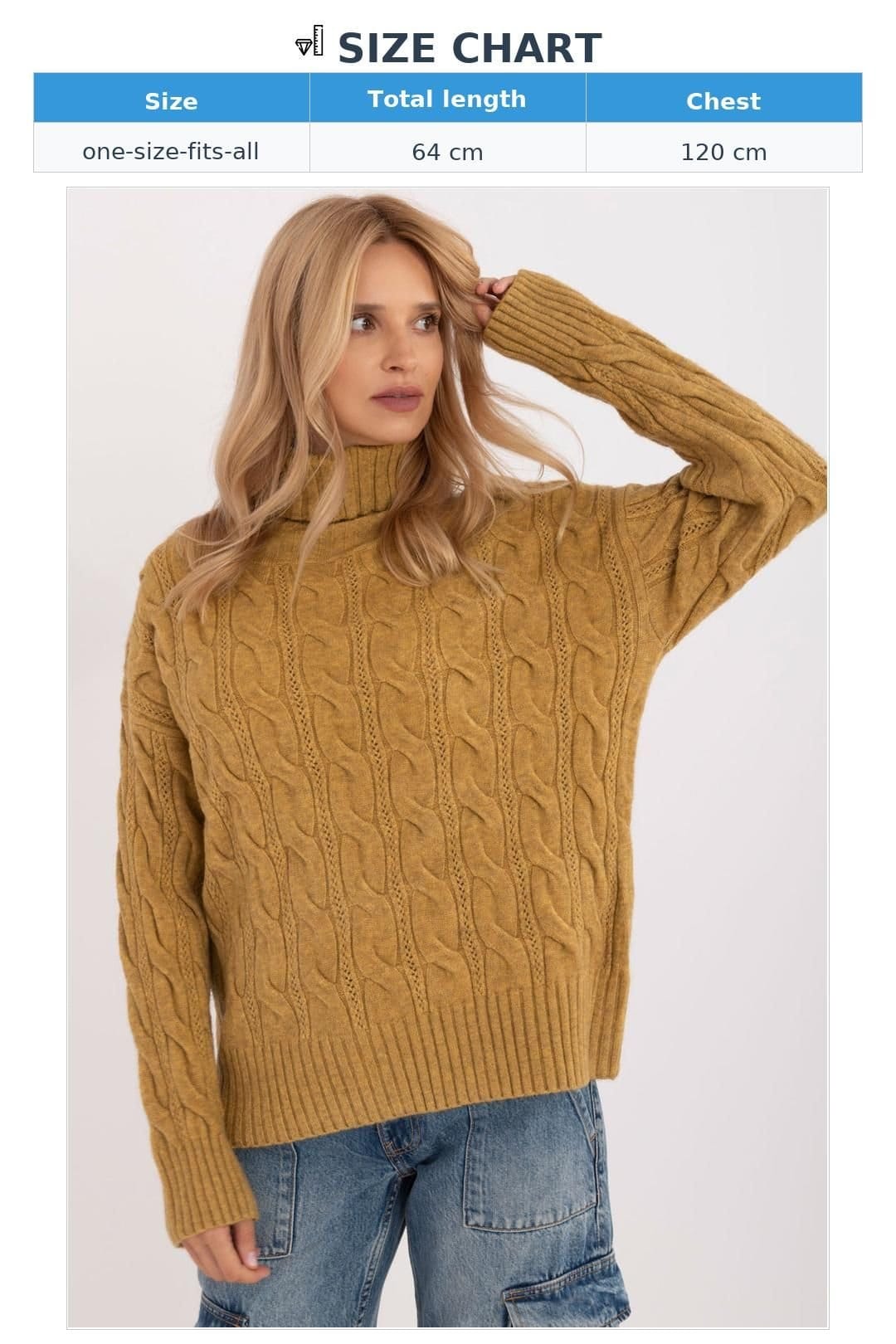 Love Lace Love Lace Women's Turtleneck Sweater Long Sleeve Acrylic Mix in Mustard - 4