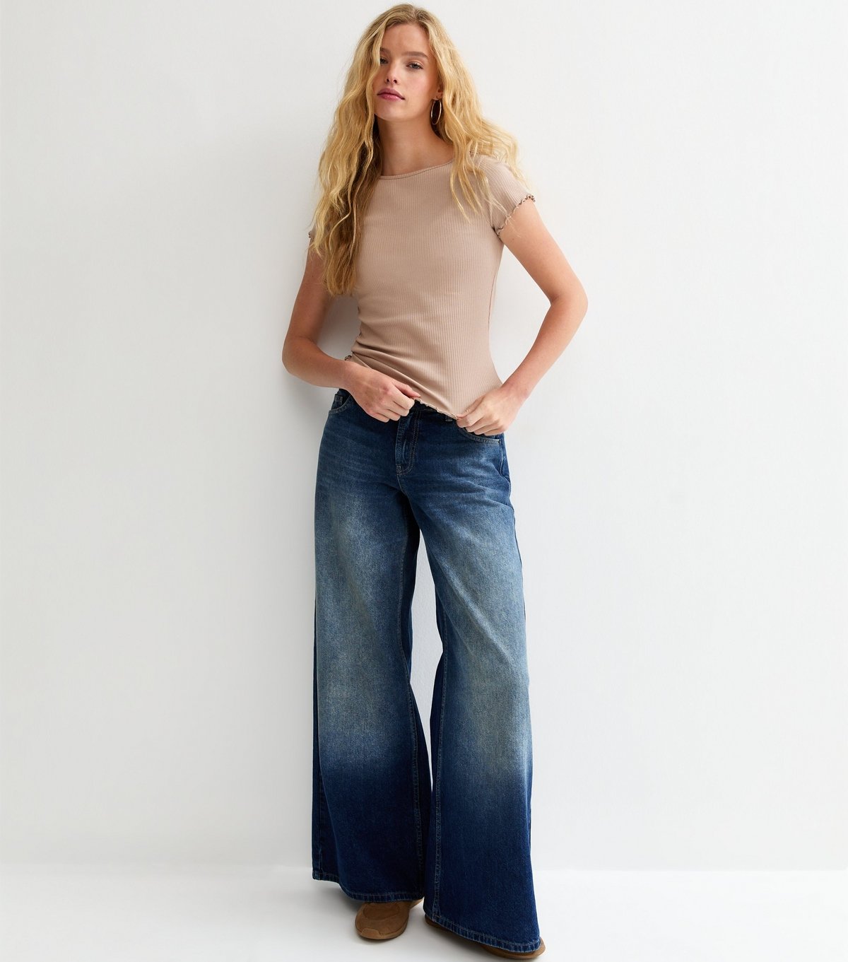 New Look Women's Mink Ribbed Jersey Frilly Trim Short Sleeve Top New Look - 3