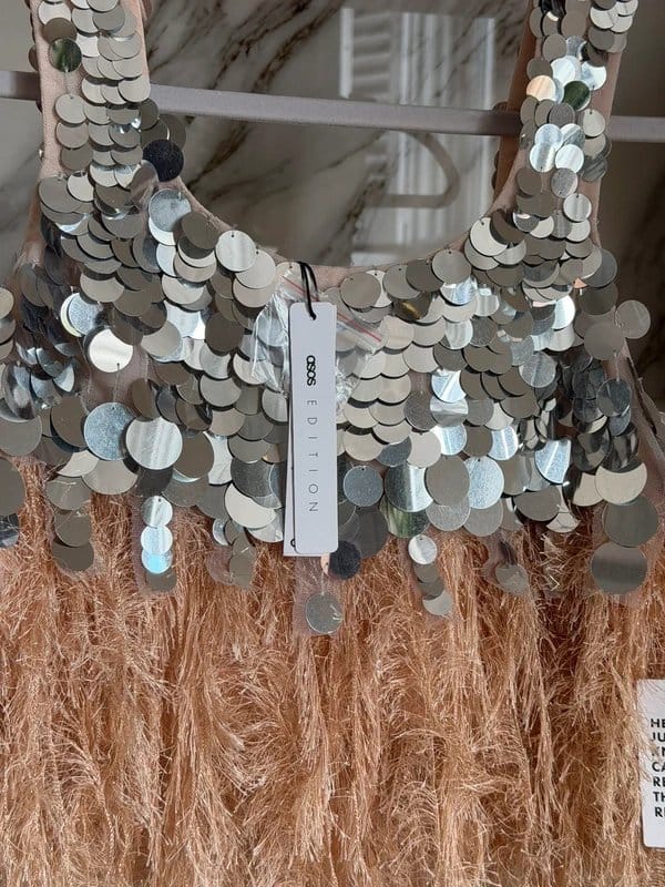 ASOS ASOS Edition Sequin Feather Top - UK Size 8 - 1