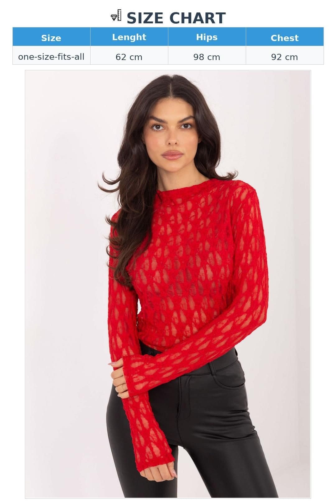 Love Lace Love Lace Women's Elegant Lace Viscose Elastane Blouse Boat Neck in Red - 4