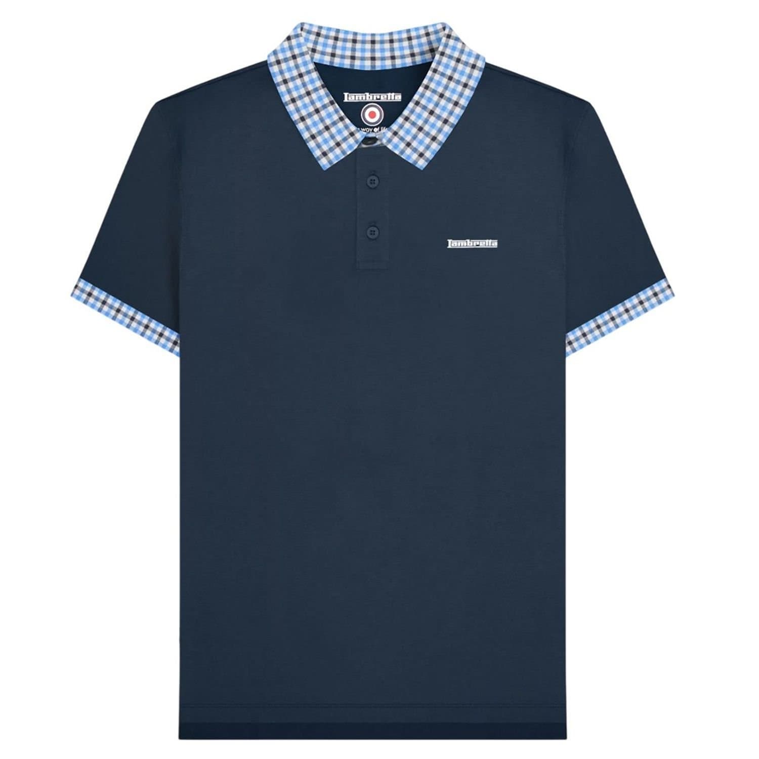 Lambretta Lambretta Men's Gingham Collar Big & Tall Polo Shirt in Navy