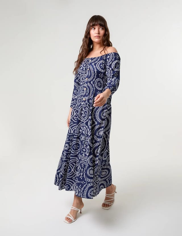 Blue Vanilla Bardot Coconut Button Maxi Dress - 2