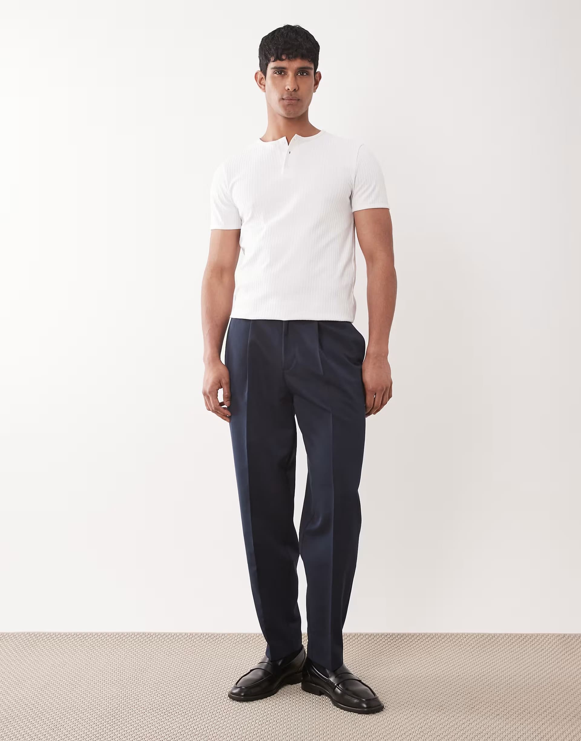 ASOS ASOS DESIGN smart pleated oversized tapered trousers in navy