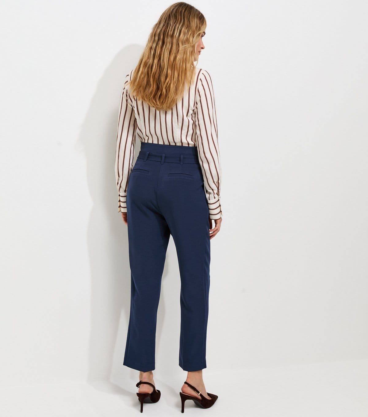 New Look Women's Navy Paperbag Waist Tie Front Trousers New Look - 4