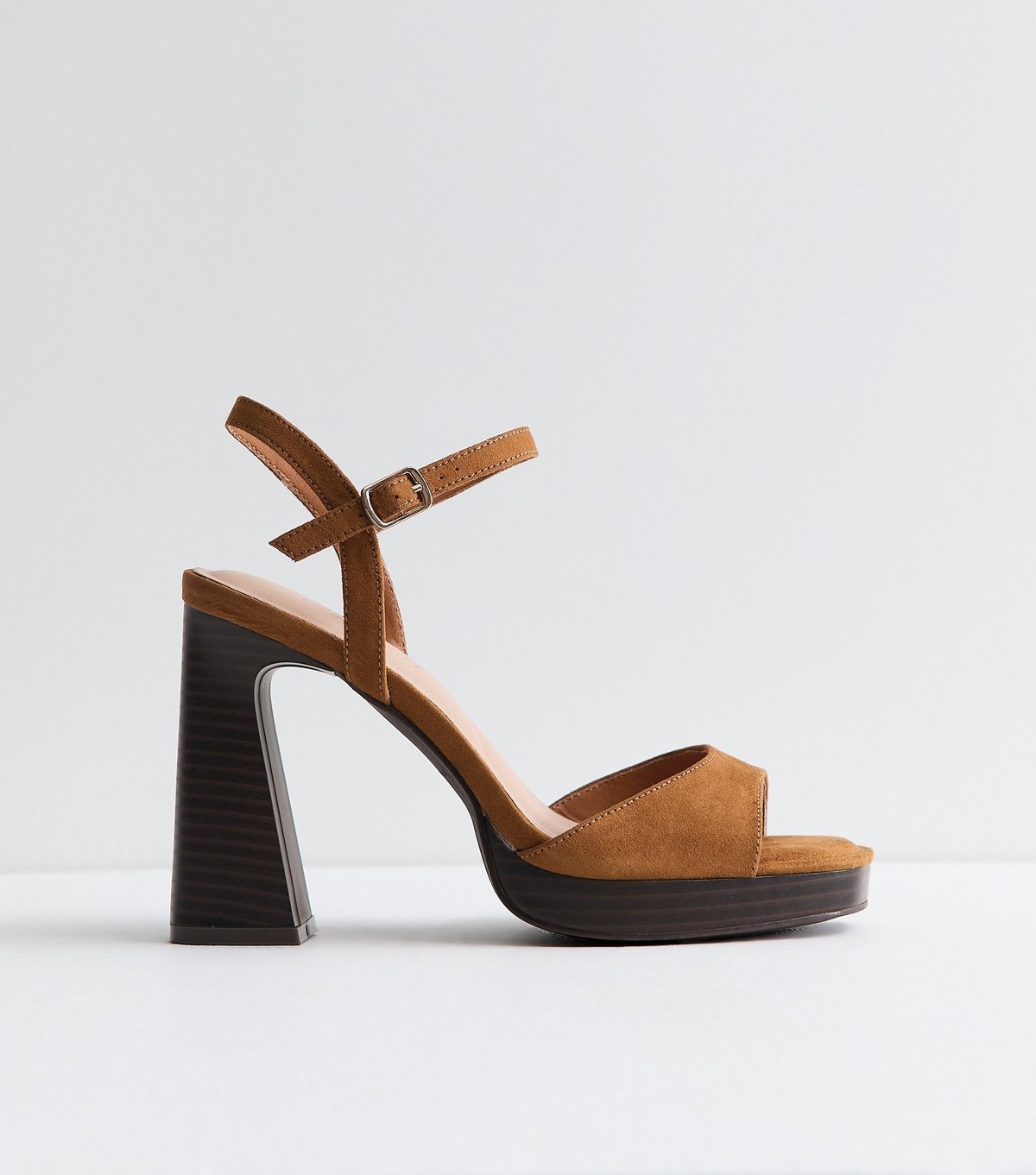 New Look Women's Tan Faux Suede High Heel Platform Sandals Vegan New Look - 2