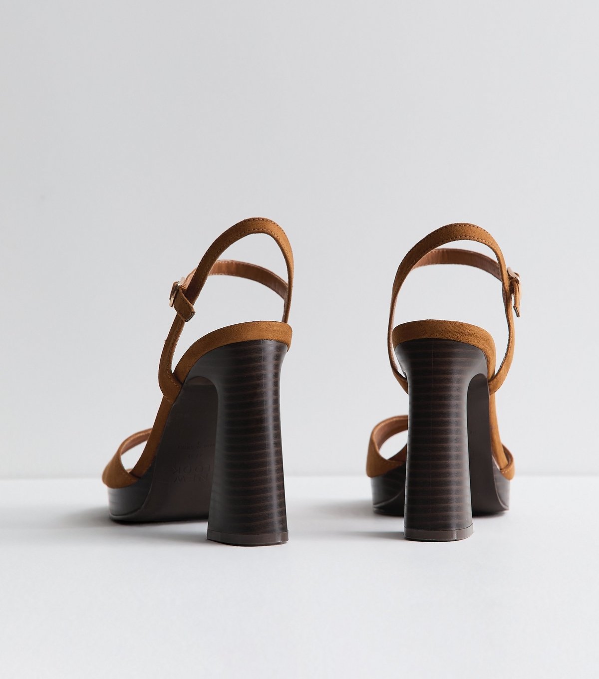 New Look Women's Tan Faux Suede High Heel Platform Sandals Vegan New Look - 4