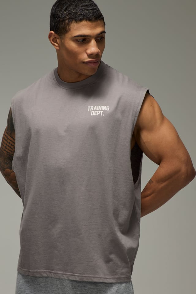 Training Dept. Training Dept. Men's Training Dept Drop Arm Hole Tank in Charcoal - 3