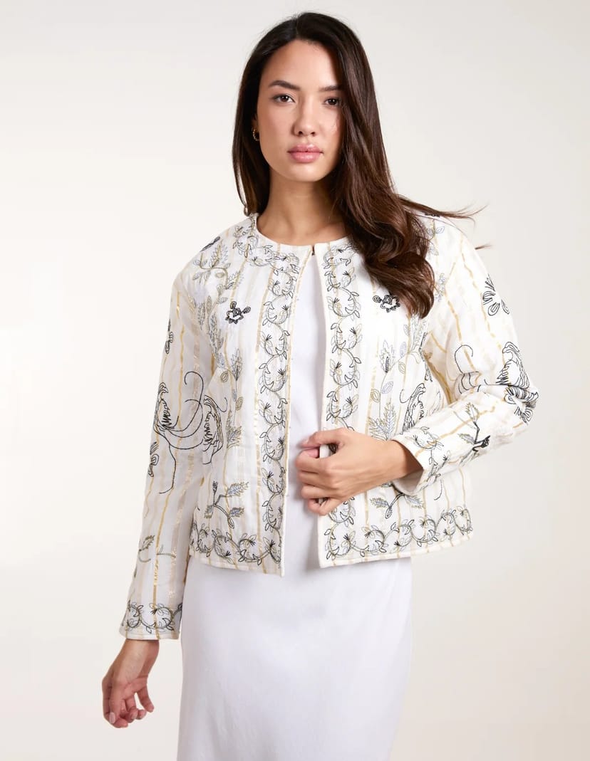 Blue Vanilla Embroidered Quilted Jacket - 1