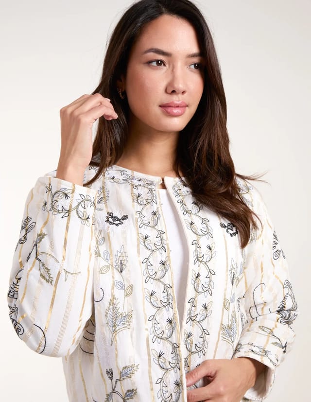 Blue Vanilla Embroidered Quilted Jacket - 3