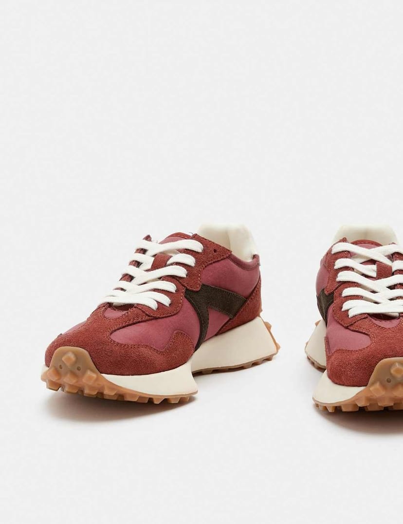 Marks & Spencer M&S Suede Side Detail Trainers Wine - 1