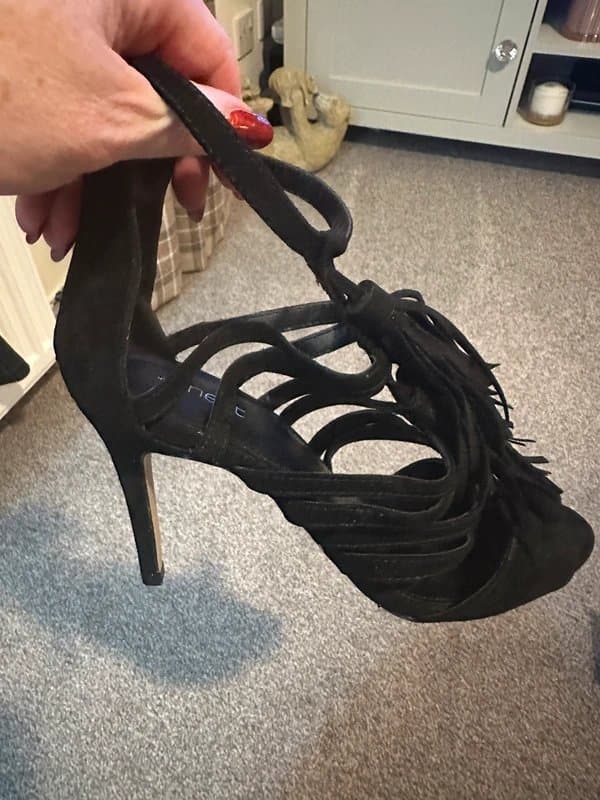 Next Next black suede tassle high heels
