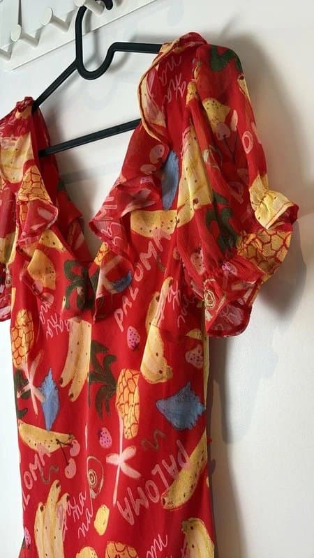 New Look New look – ruffled tropical print dress – size 14 – red