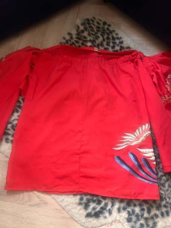 ASOS Beautiful bird of paradise , off shoulder , red mini dress , size 12 ASOS