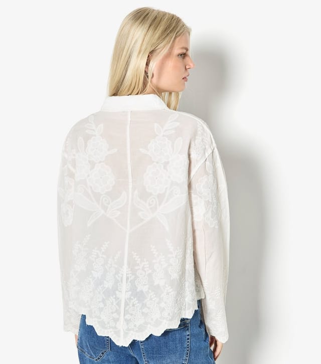 Apricot Women's White Cotton Floral Embroidered Shirt Apricot New Look - 3