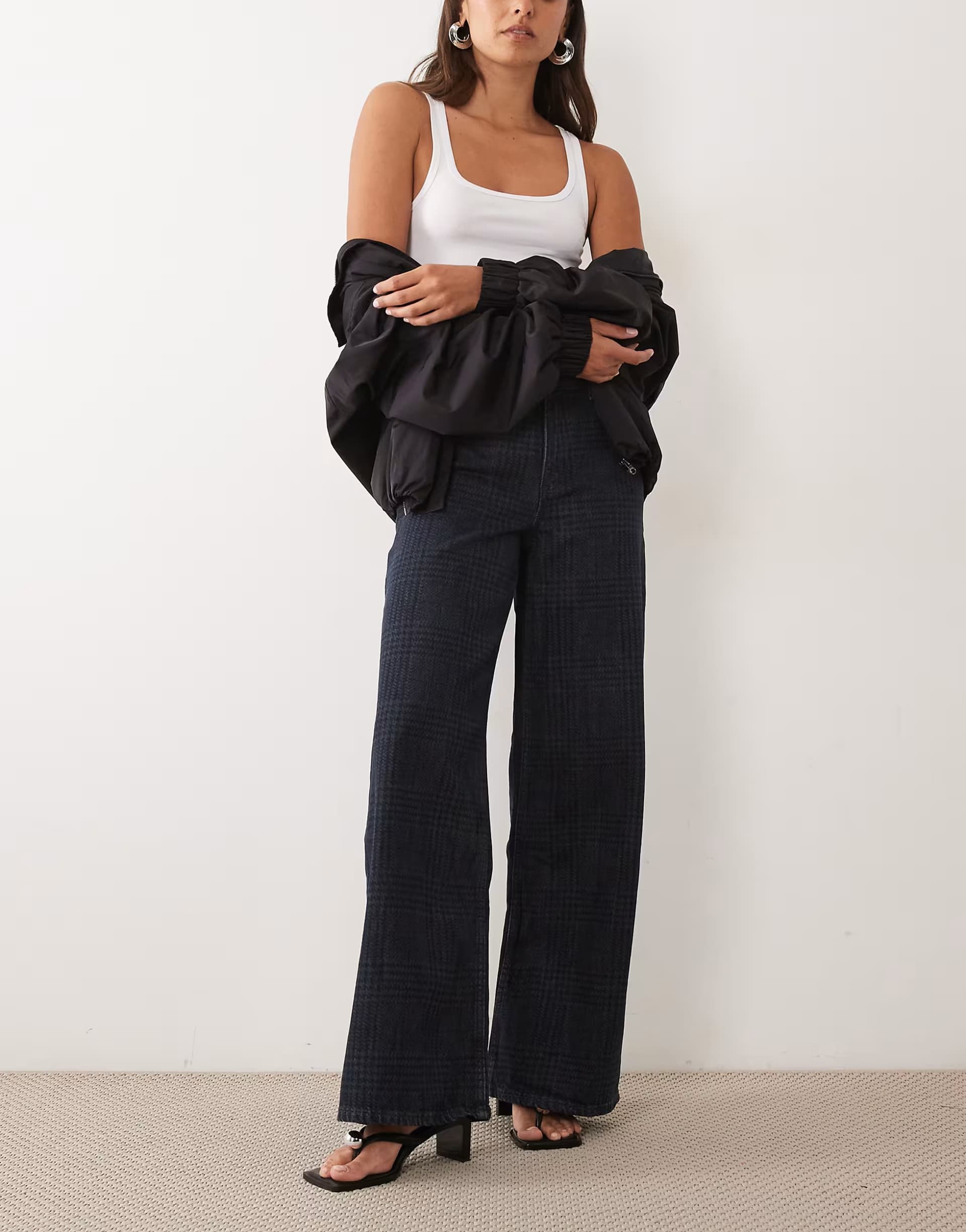 ASOS Mango straight jean in indigo check print
