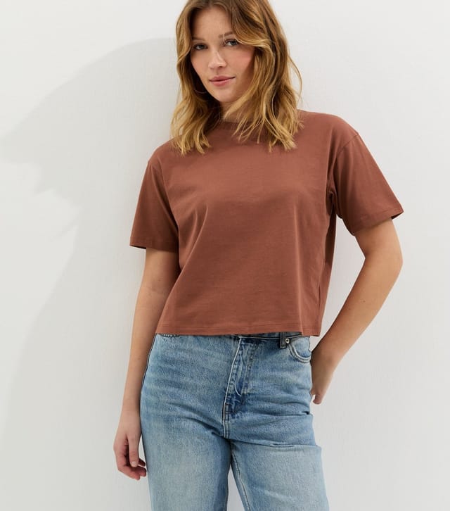 New Look Women's Tan Cotton Boxy T-Shirt New Look - 2