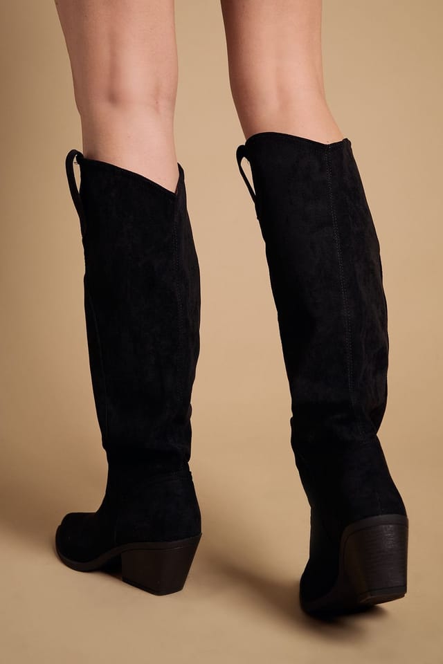 Oasis Oasis Women's Winnie Faux Suede Slouch Calf Boots in Natural Black - 3