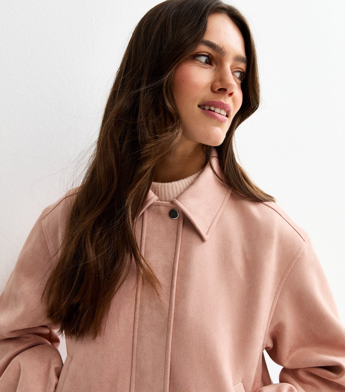 New Look Women's Petite Pale Pink Faux Suede Bubble Hem Jacket New Look - 3