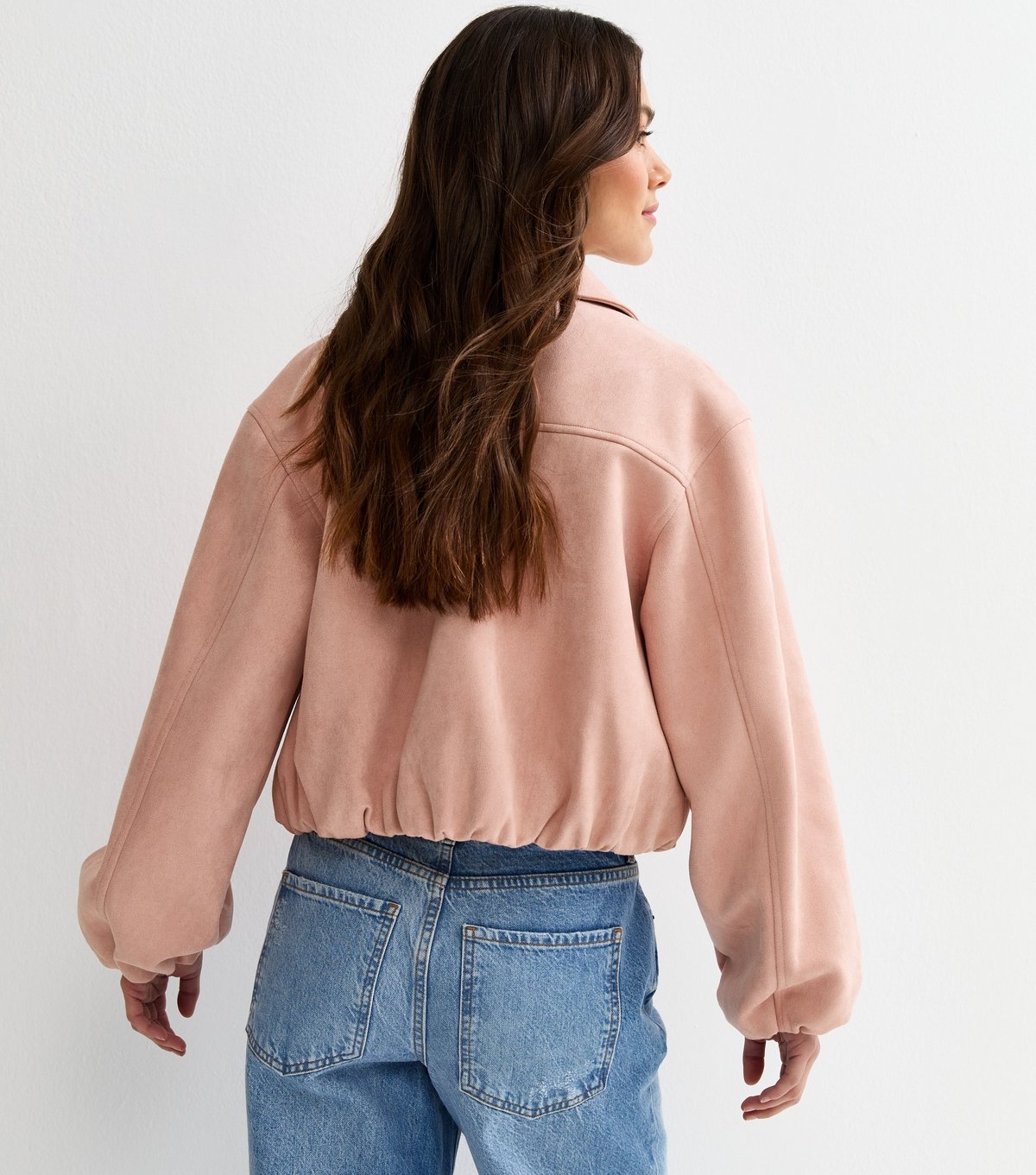 New Look Women's Petite Pale Pink Faux Suede Bubble Hem Jacket New Look - 4