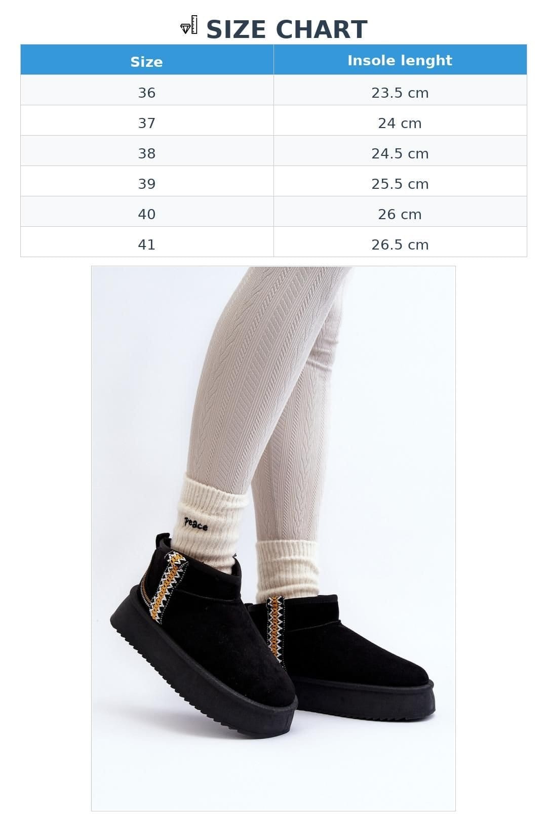 Love Lace Love Lace Women's Aztec Pattern Platform Snow Boots with Fur Lining Rubber Sole in Black - 4