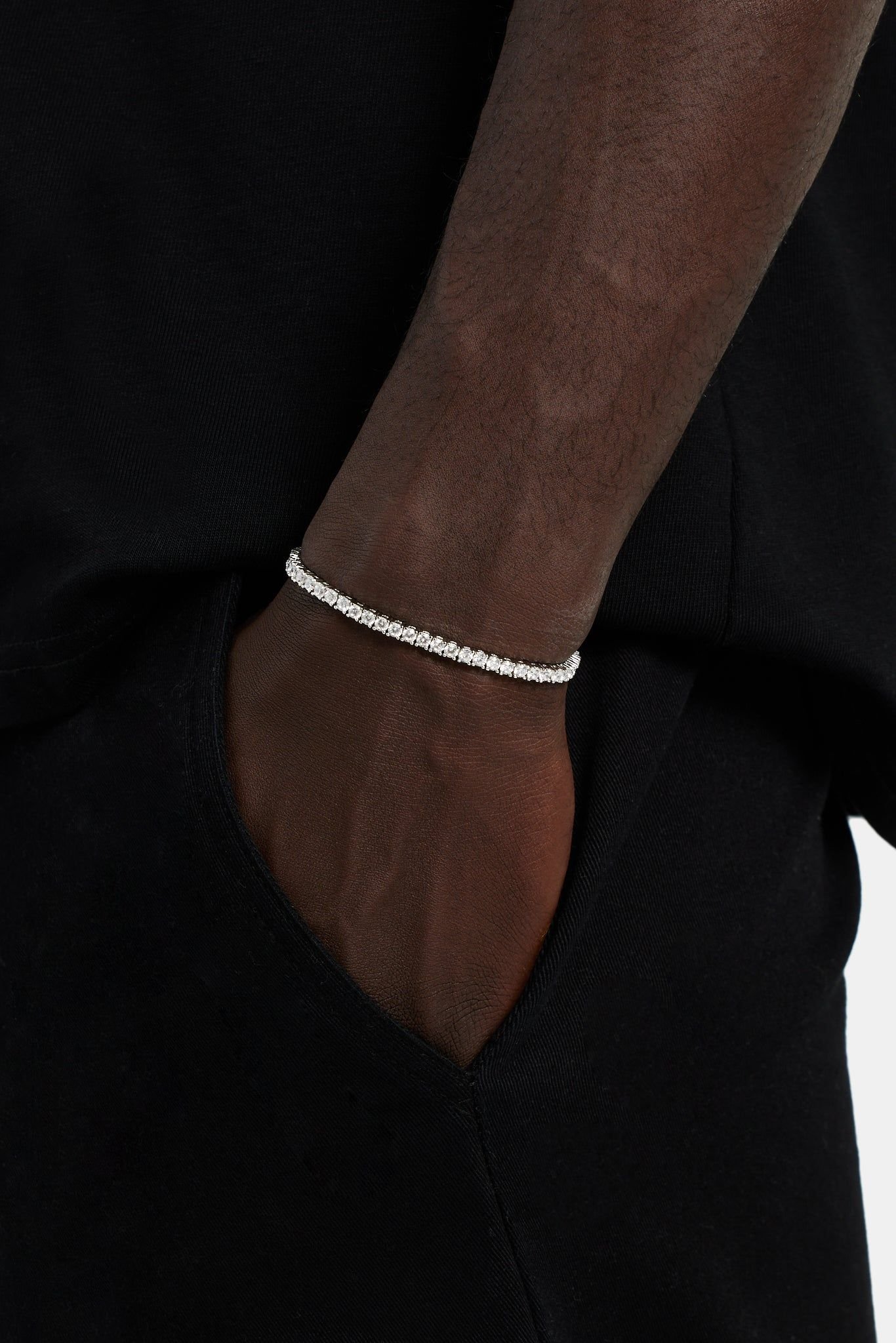 Cernucci Cernucci Men's 3mm Tennis Bracelet in Metallic Silver - 1