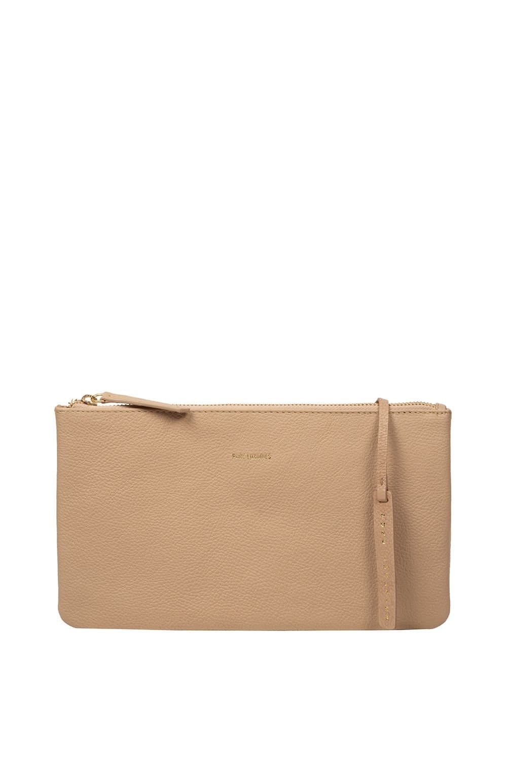 Pure Luxuries London Pure Luxuries London Women's 'Emalia' Leather Clutch Bag in Natural