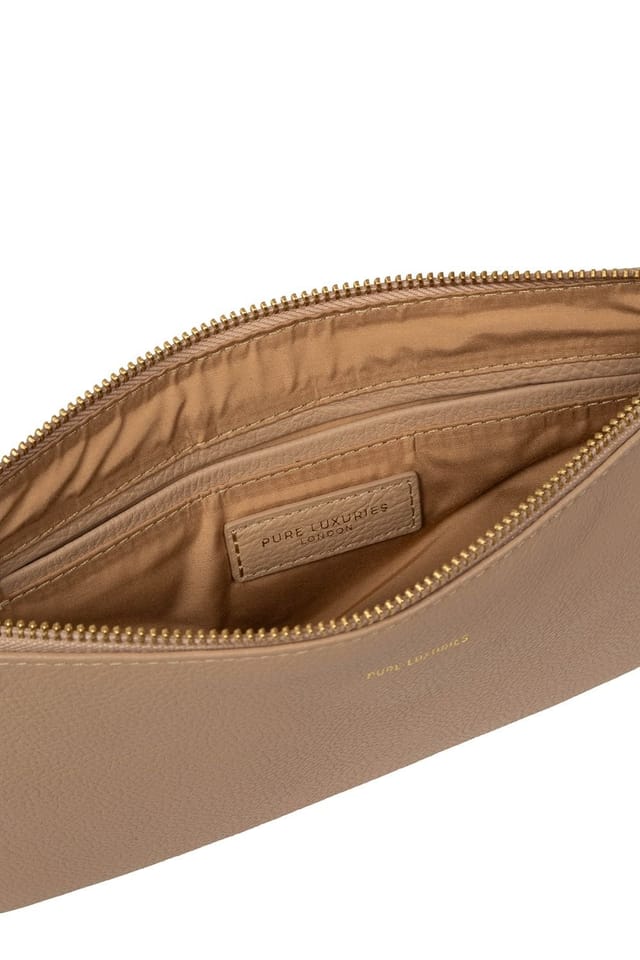 Pure Luxuries London Pure Luxuries London Women's 'Emalia' Leather Clutch Bag in Natural - 3