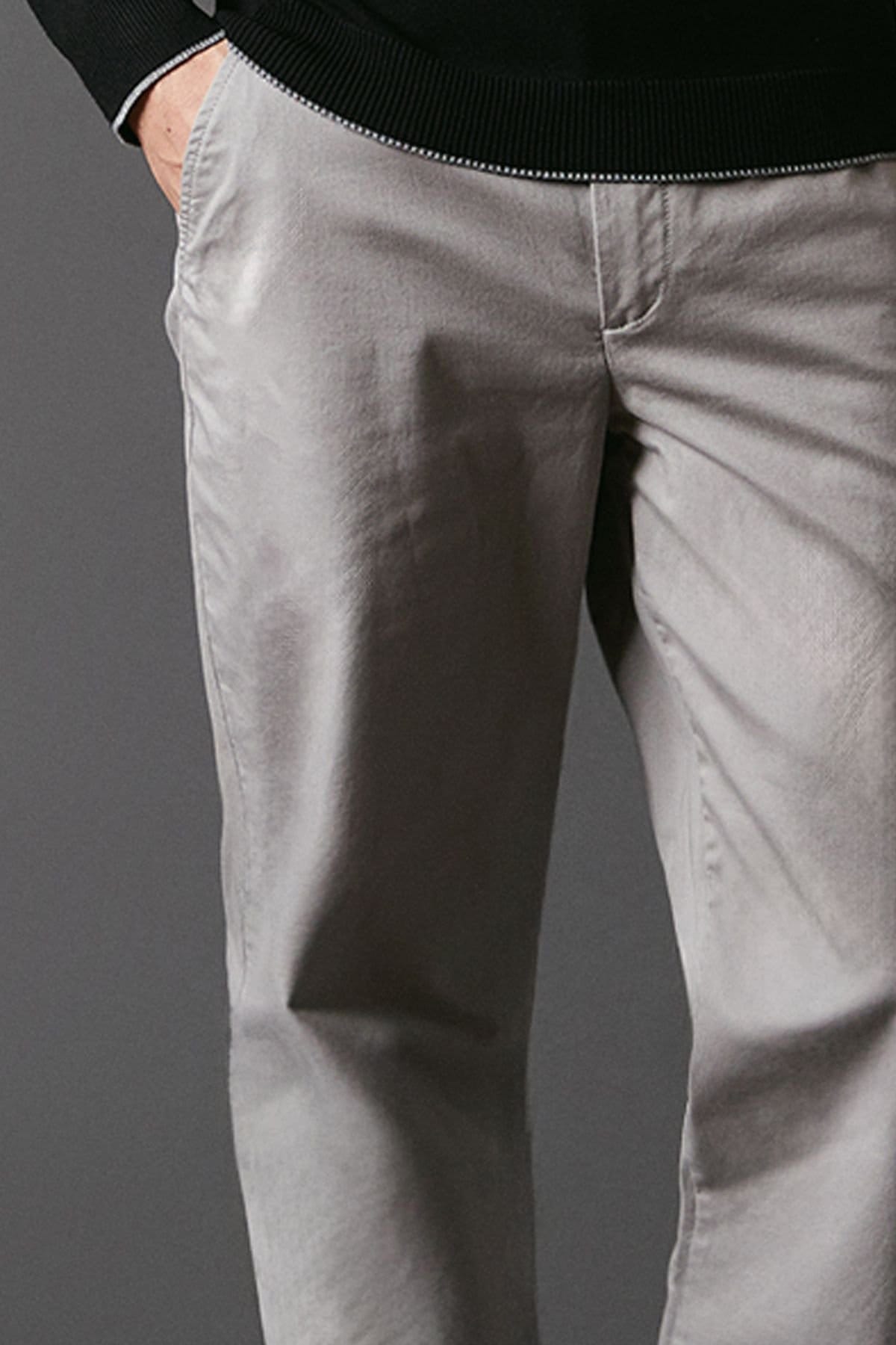 Maine Maine Men's Pale Grey Premium Chino Trousers - 4