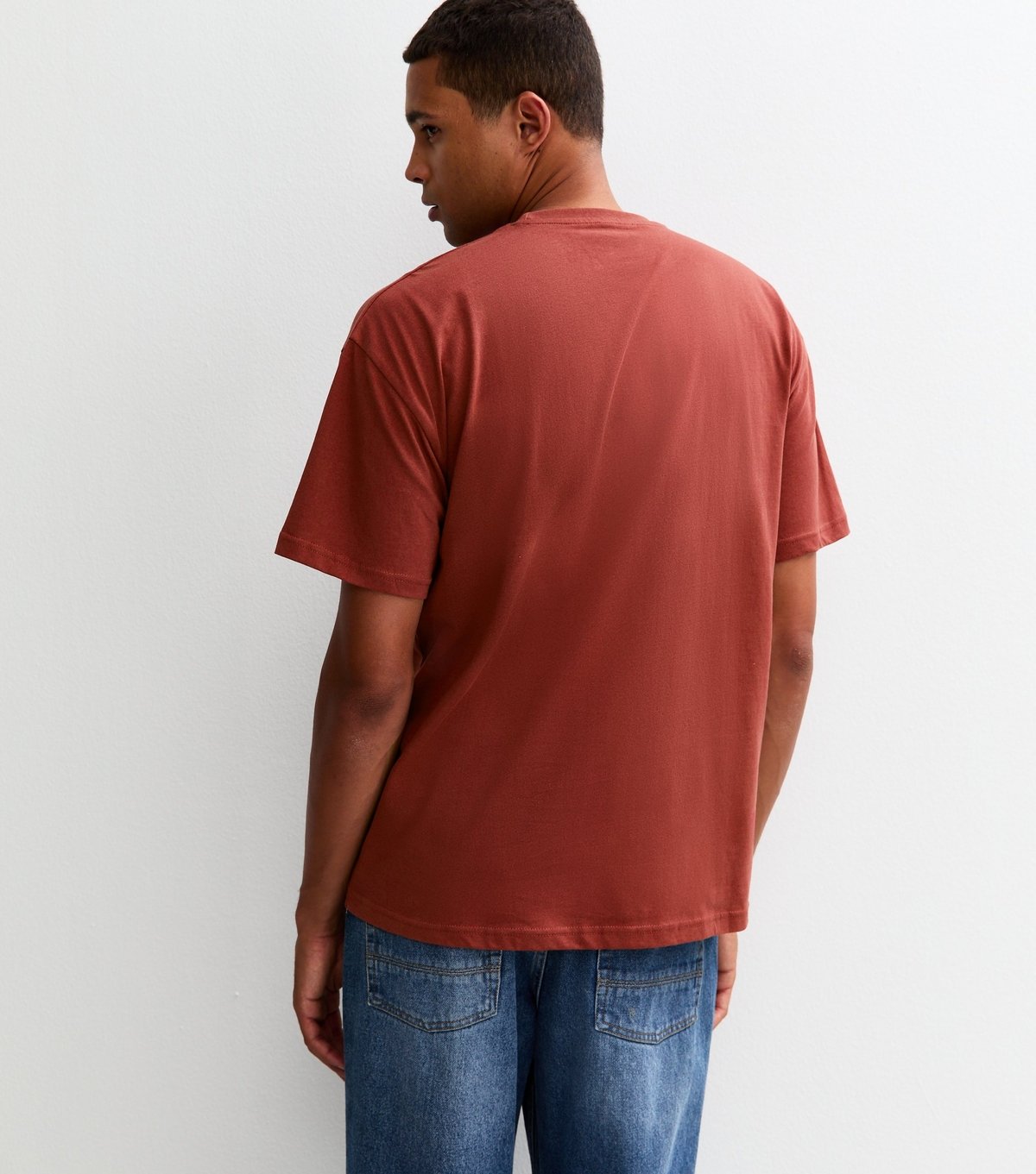 New Look Men's Rust Oversized Crew Neck T-Shirt New Look - 4