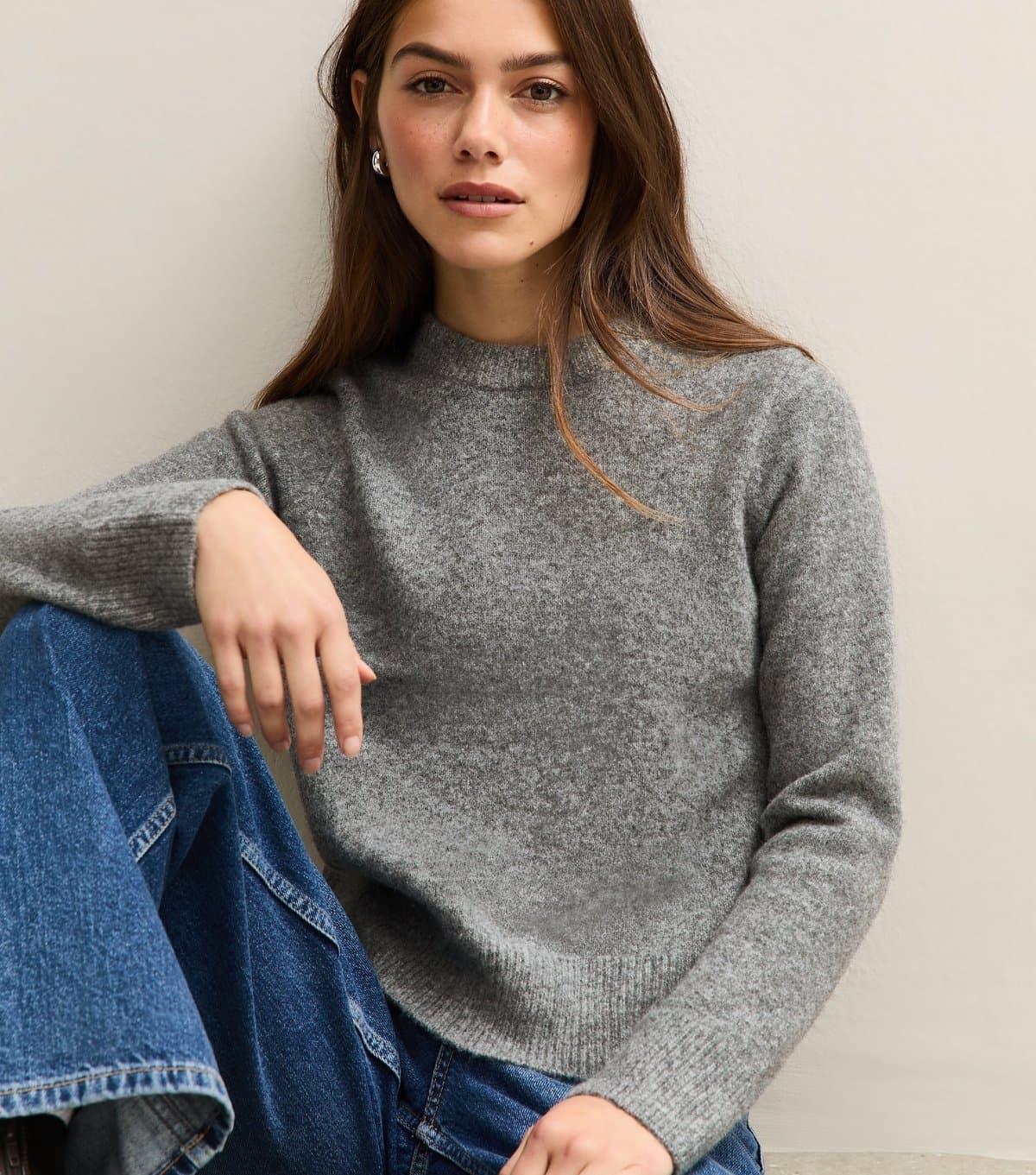 New Look Women's Petite Mid Grey Knit Crew Neck Jumper New Look