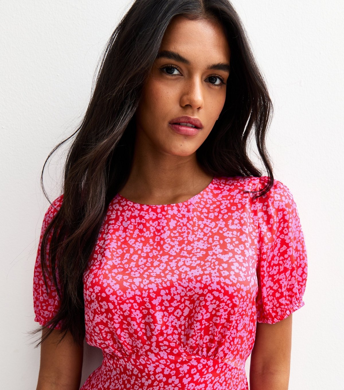 New Look Women's Pink Disty Print Open Back Satin Mini Dress New Look - 3