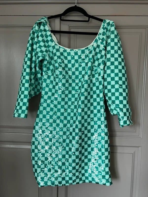 ASOS ASOS checkered green sequin mini dress