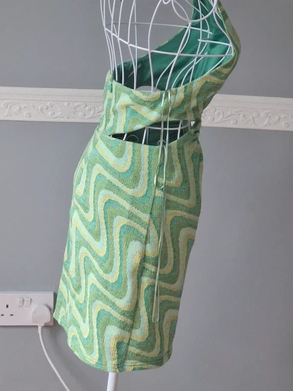 Zara Zara Green Y2K Retro Swirl Knitted Halter Neck Mini Dress - Size XS / UK 6 - New Without Tags