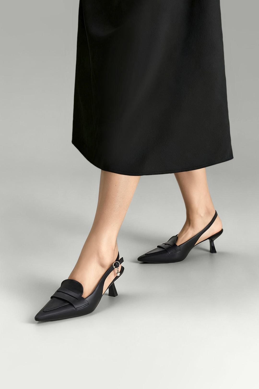 MODISHION MODISHION Women's Slingback Pointed Closed Toe Heels Pumps in Black - 2