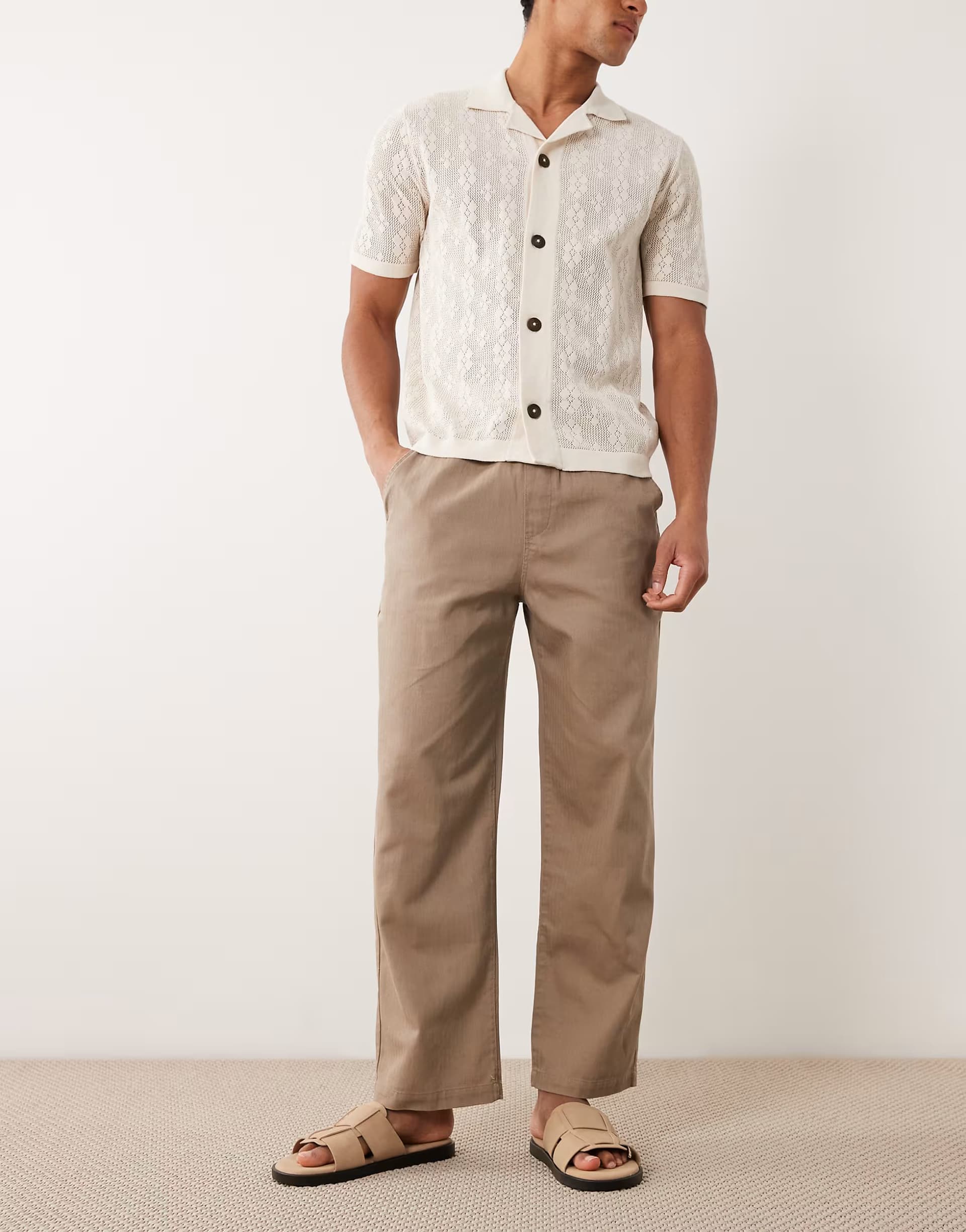 ASOS Farah Greenport poplin garment dye trousers in taupe