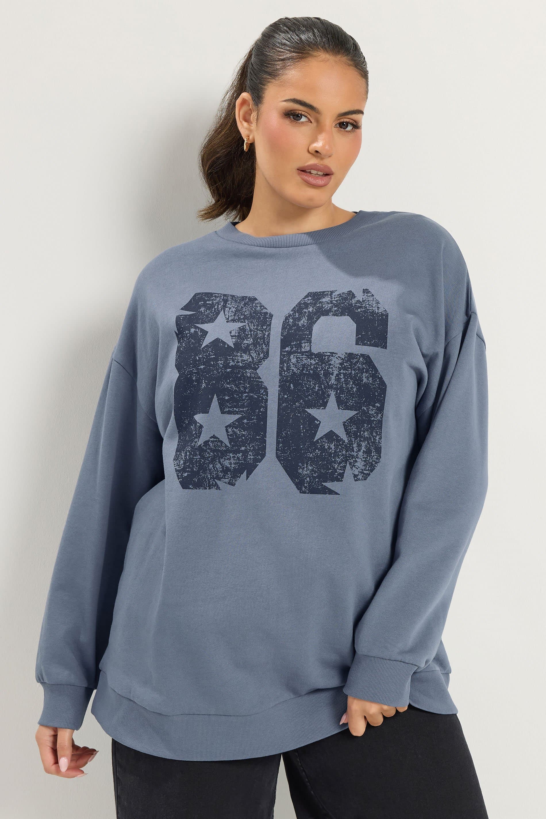 Yours Plus Size Blue '86' Star Sweatshirt