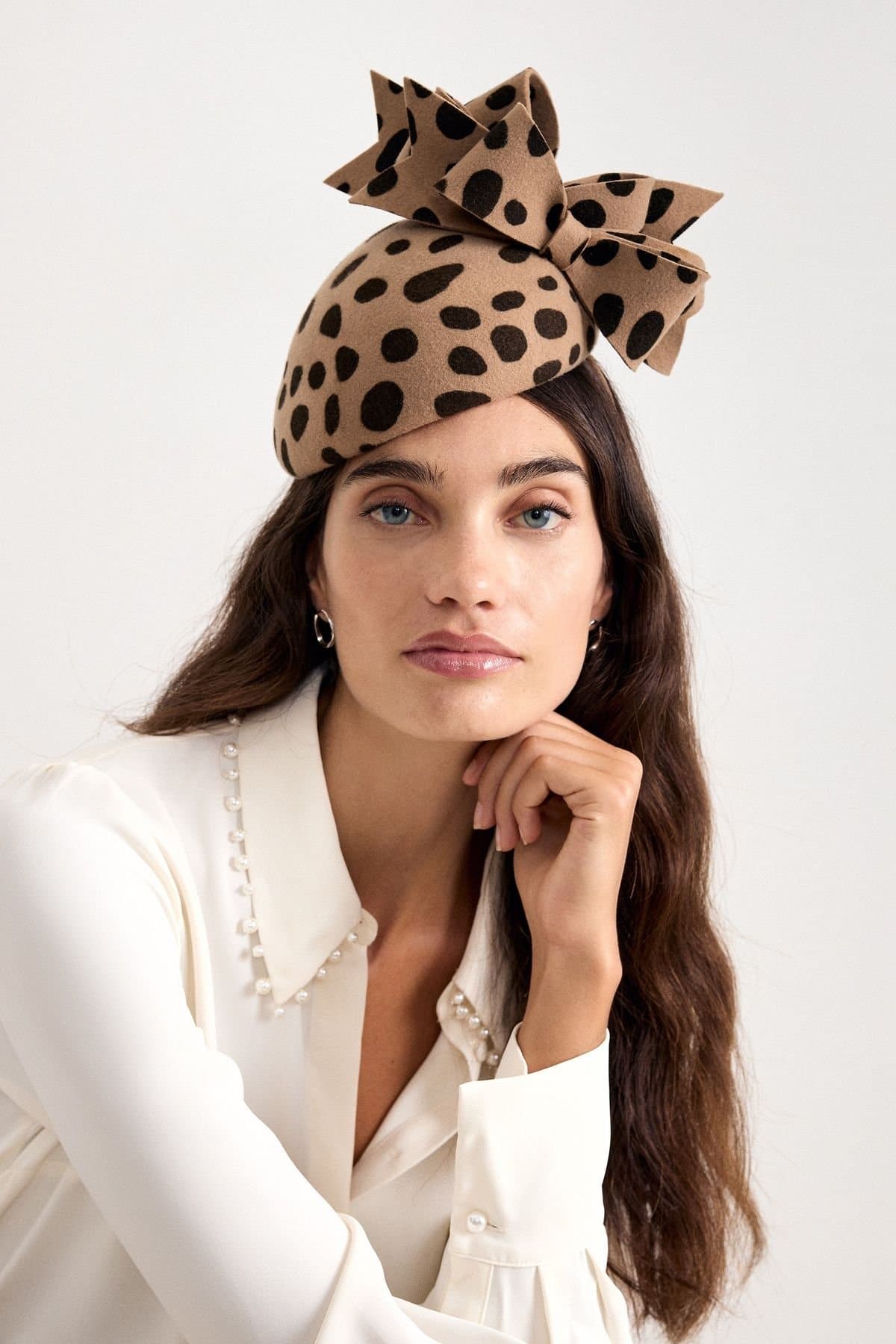 Phase Eight Phase Eight Women's Leopard Bow Pillbox Fascinator in Fawn
