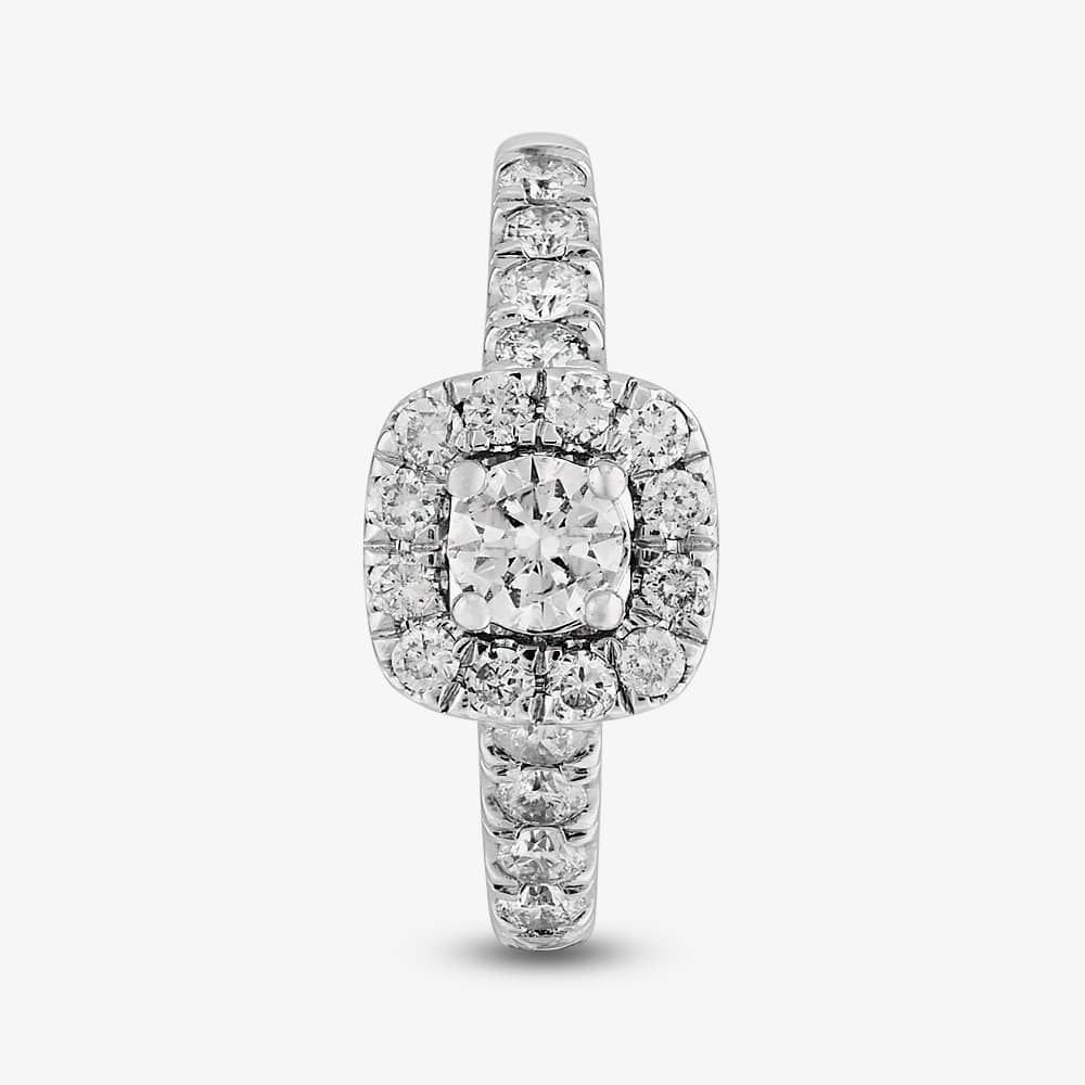 T.H.Baker T.H.Baker Women's 9ct White Gold 0.49ct Diamond Baguette Halo Cluster Ring in Silver - 4