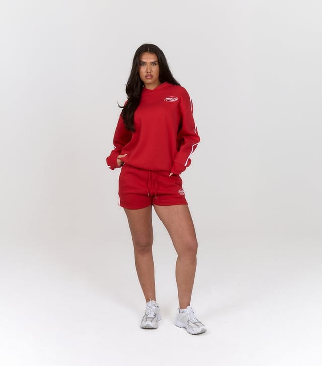 Peach Fit Women's Bright Red Side Stripe Laelia Shorts Peach Fit New Look - 2