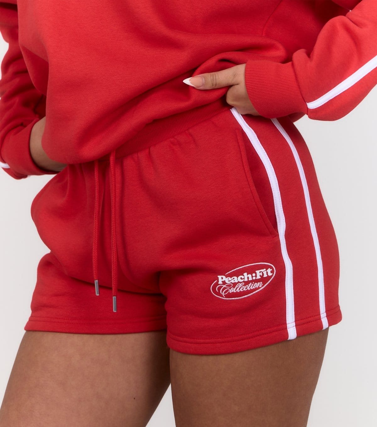 Peach Fit Women's Bright Red Side Stripe Laelia Shorts Peach Fit New Look - 4
