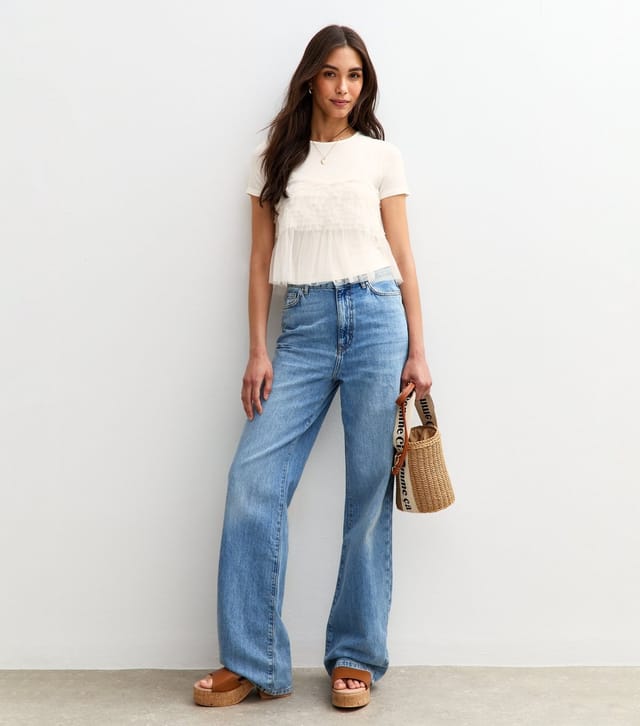 New Look Women's Off White 2 in 1 Tulle Cami Top and T-Shirt New Look - 2