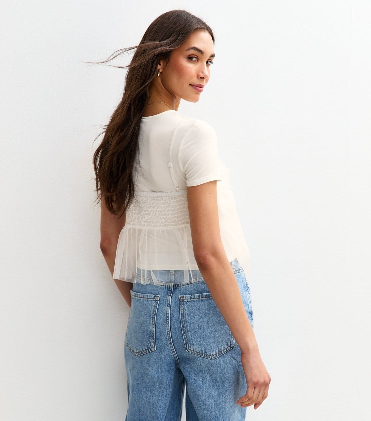 New Look Women's Off White 2 in 1 Tulle Cami Top and T-Shirt New Look - 4