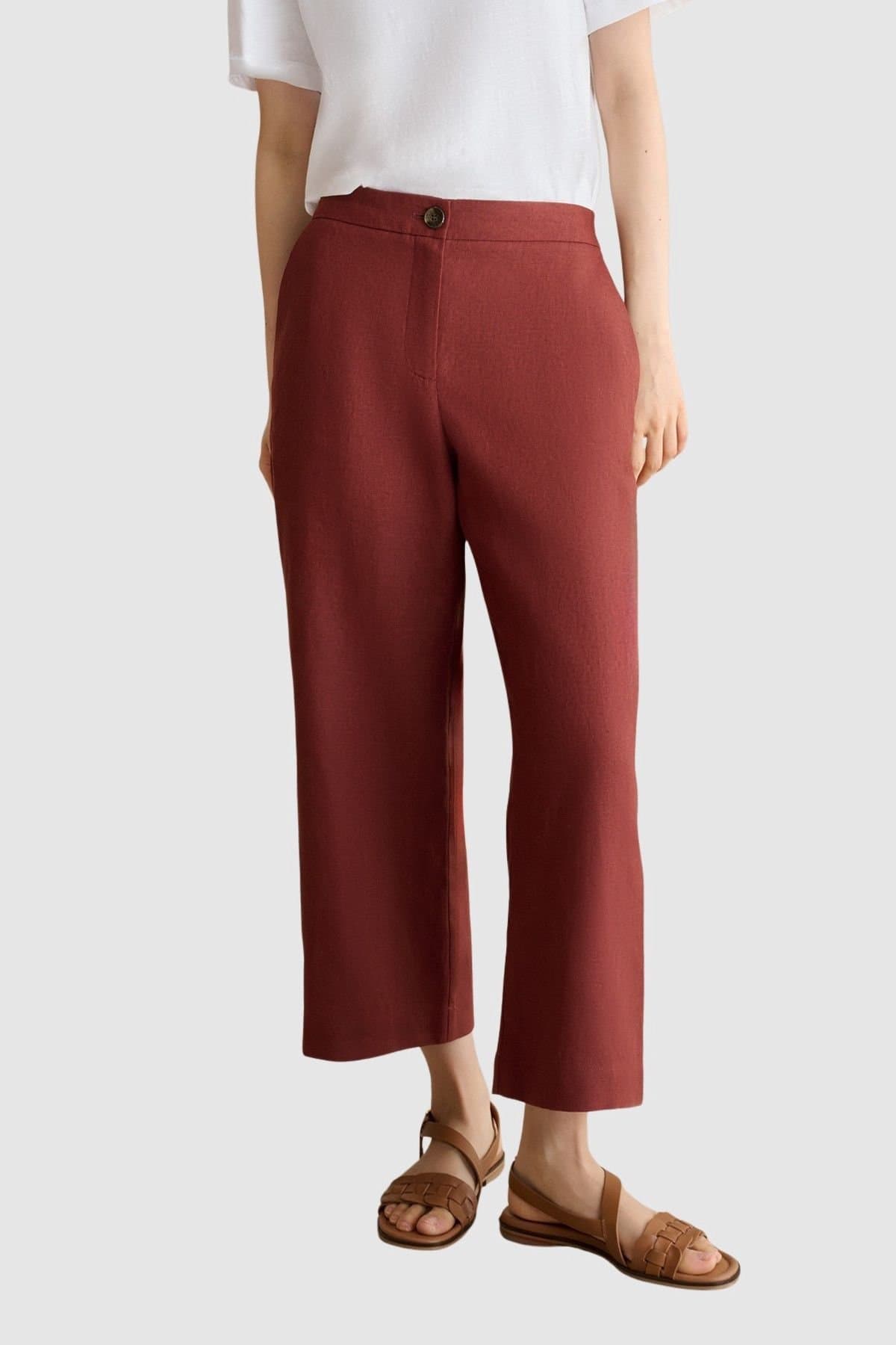 Hobbs London Hobbs London Women's Lillie High Waisted Culotte Trousers in Chocolate