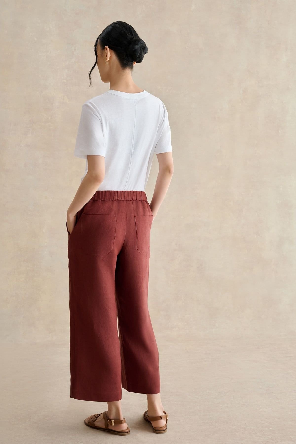 Hobbs London Hobbs London Women's Lillie High Waisted Culotte Trousers in Chocolate - 4